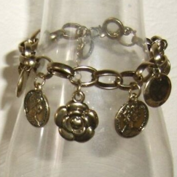 Roses Coins Chain Extension Gold-tone Bracelet